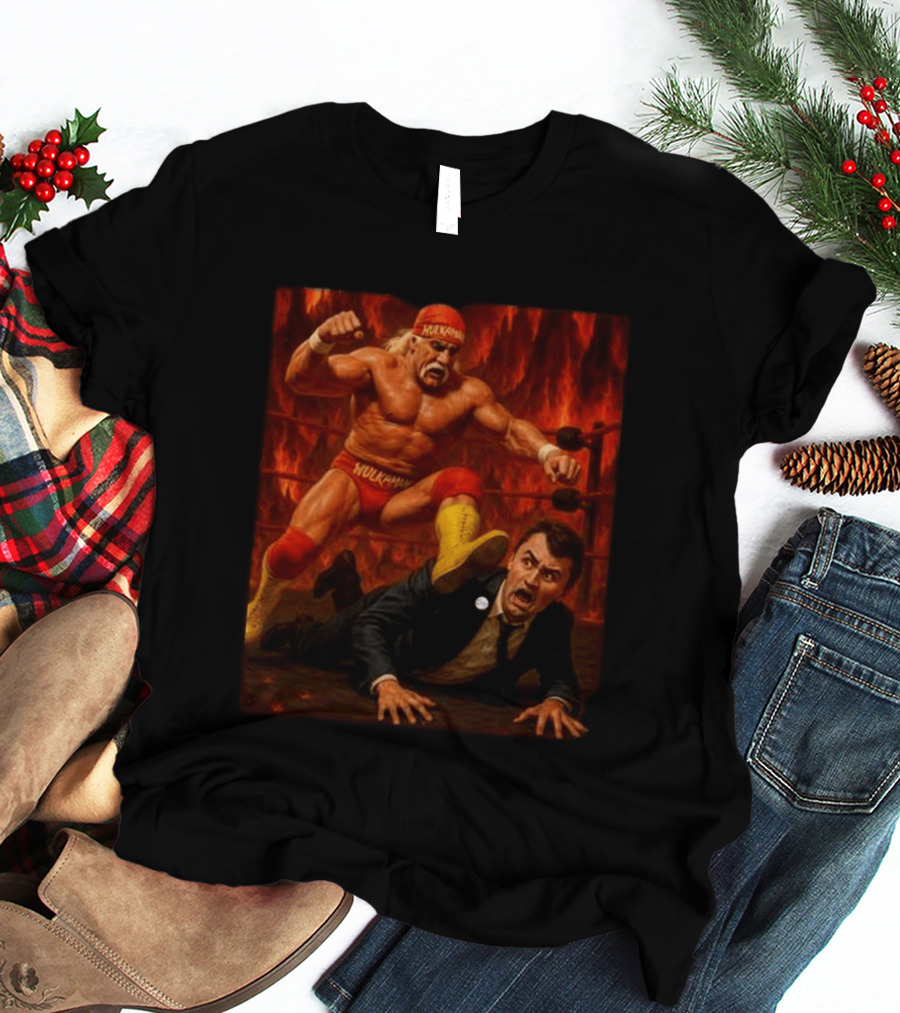 Hulk Hogan Hulkamania Vs Charlie Kirk Wrestling Meme Image T-Shirt