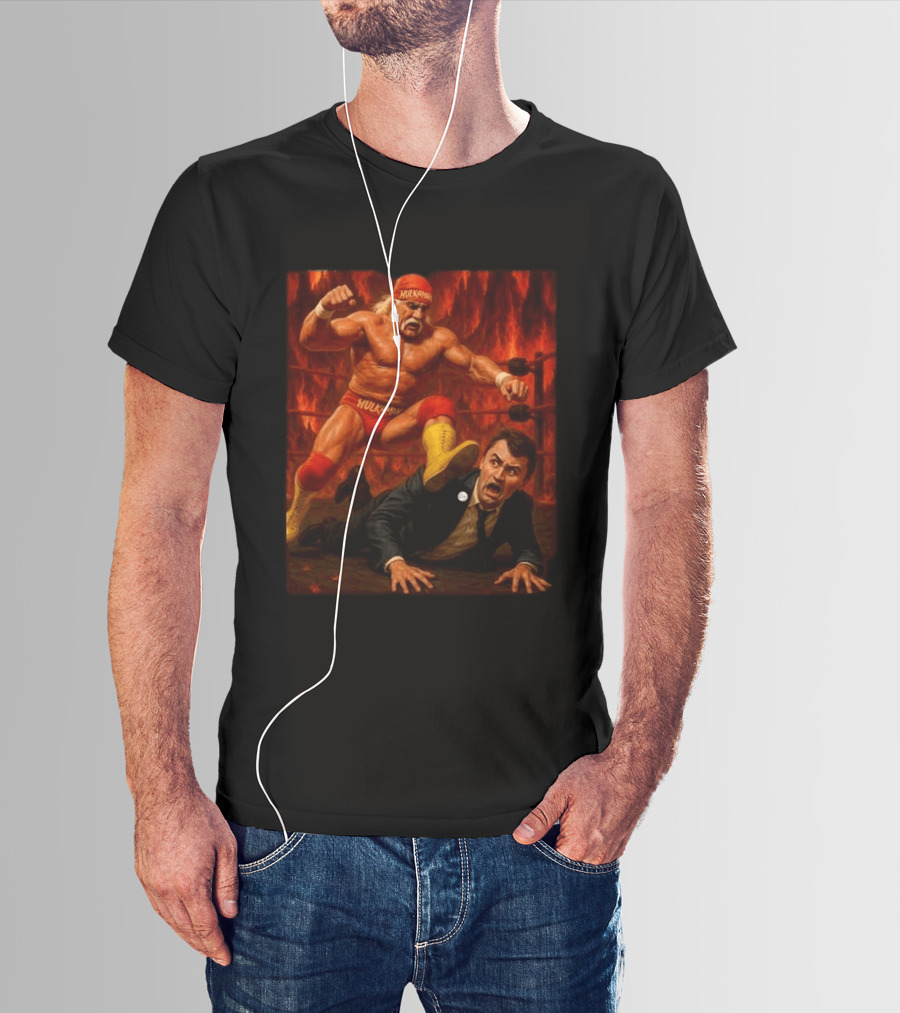 Hulk Hogan Hulkamania Vs Charlie Kirk Wrestling Meme Image T-Shirt