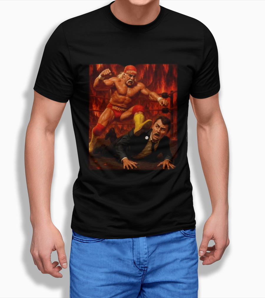 Hulk Hogan Hulkamania Vs Charlie Kirk Wrestling Meme Image T-Shirt