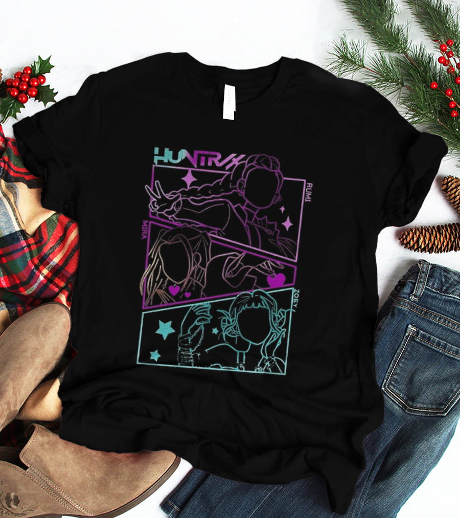 Huntrix Girls Kpop Demon Hunters Neon Manga T-Shirt