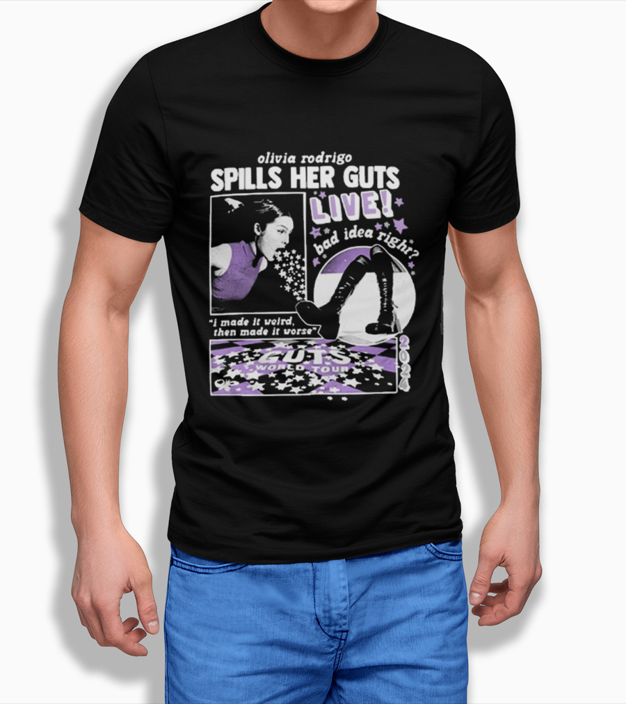 Olivia Rodrigo Spills Her Guts Live World Tour 2023 Bad Idea Right? T-Shirt