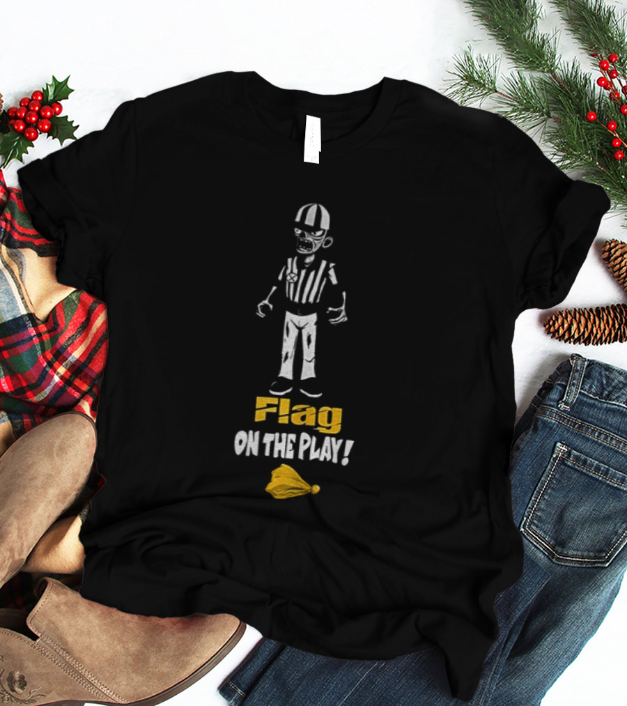Zombie Referee Flag On The Play Halloween Humor T-Shirt