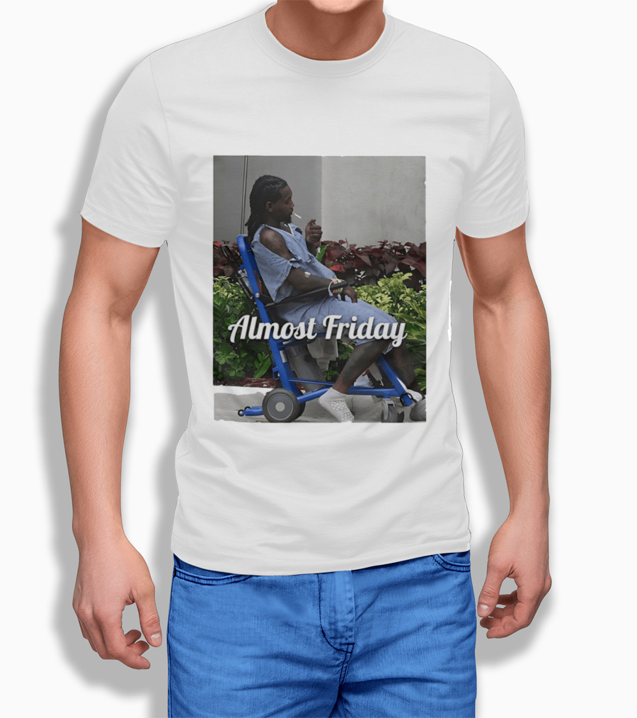 Almost Friday Offset Cigarette Wheelchair Vibes T-Shirt
