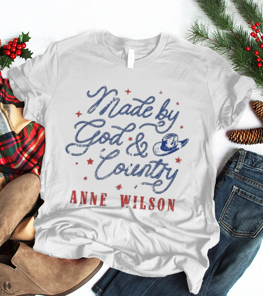 Anne Wilson Made By God And Country Red And Blue Stars T-Shirt