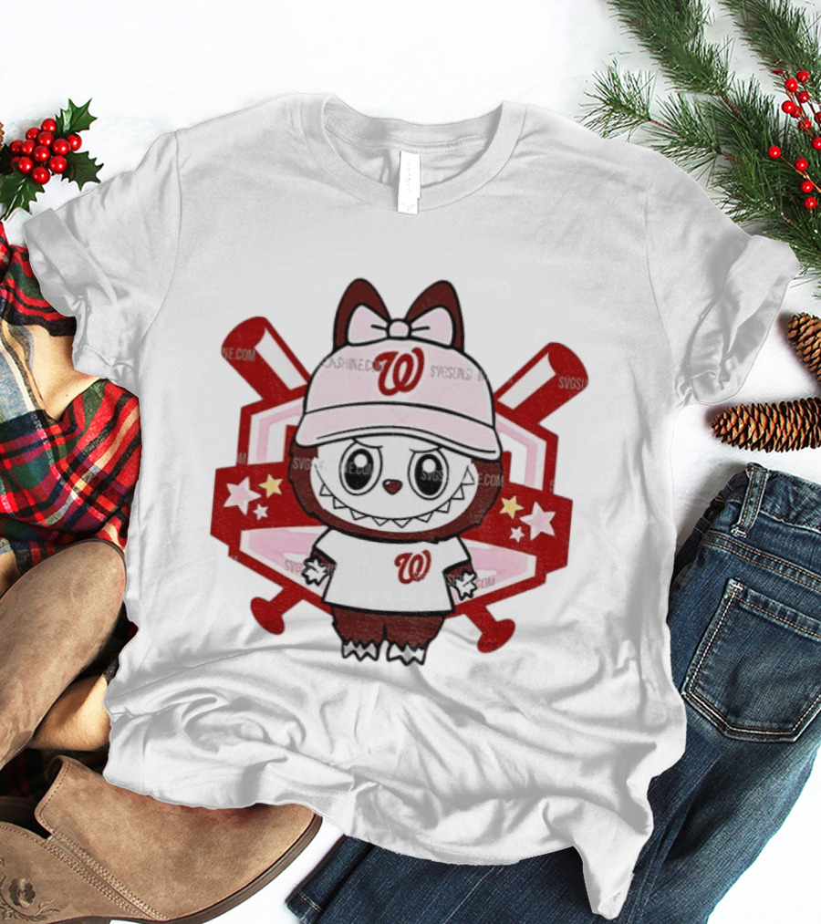 Baseball Girl Labubu Washington Nationals 2025 MLB Team Fan T-Shirt
