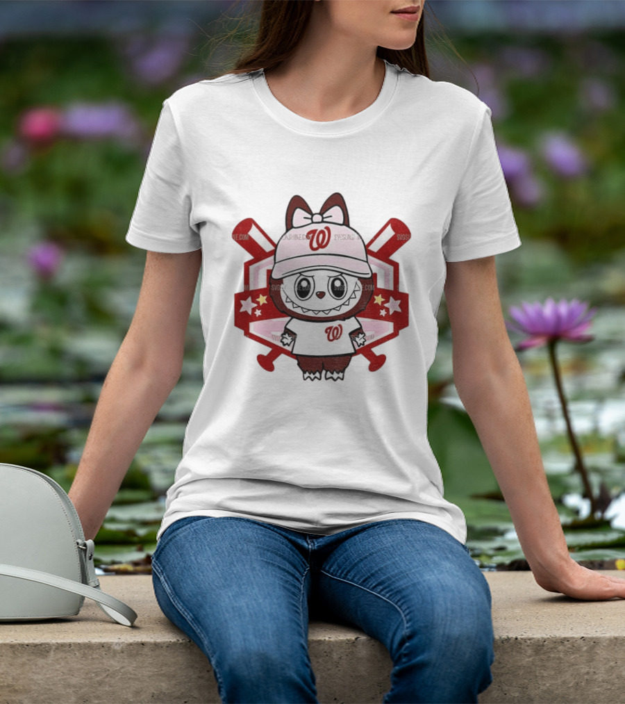 Baseball Girl Labubu Washington Nationals 2025 MLB Team Fan T-Shirt