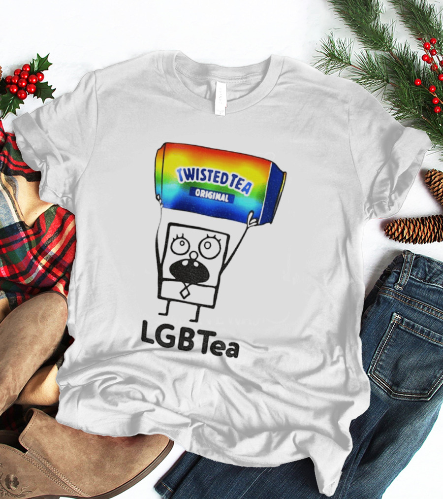 Doodlebob Holding Rainbow Twisted Tea Original LGBTea Pride LGBTQ+ T-Shirt