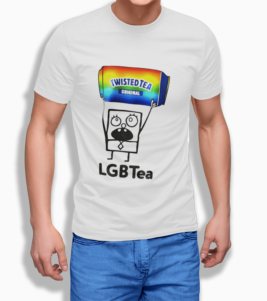 Doodlebob Holding Rainbow Twisted Tea Original LGBTea Pride LGBTQ+ T-Shirt