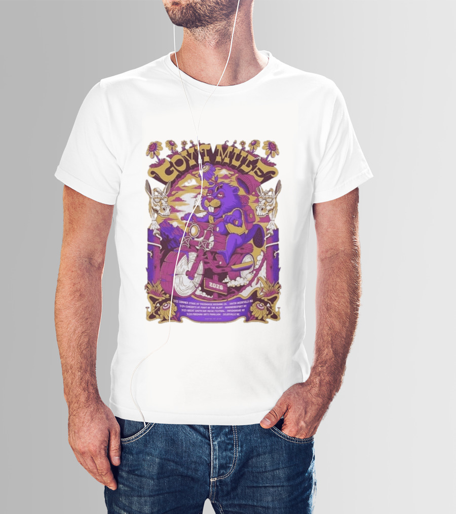 Gov't Mule Summer Tour 2026 Psychedelic Bear Riding Motorcycle Concert Dates And Locations T-Shirt