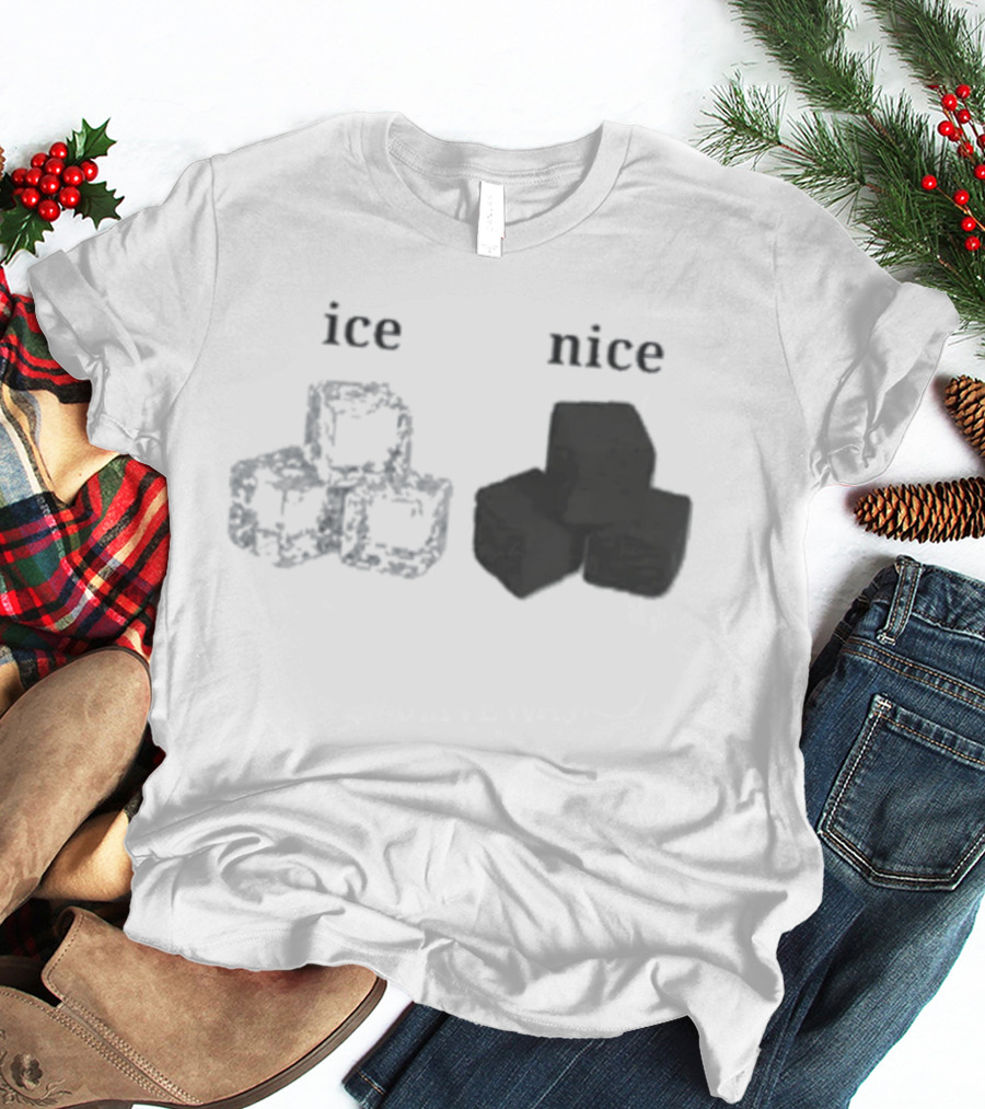 Ice Vs Nice Cubes Playful Word T-Shirt