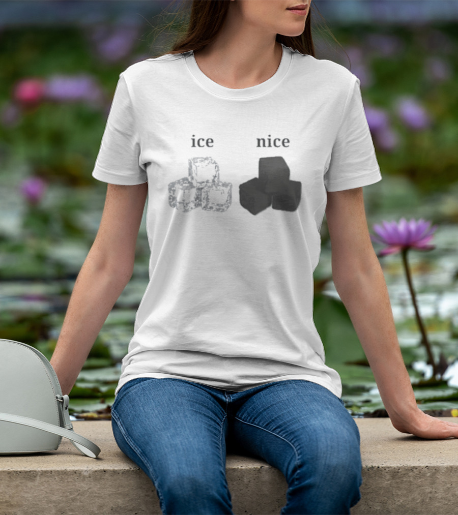 Ice Vs Nice Cubes Playful Word T-Shirt