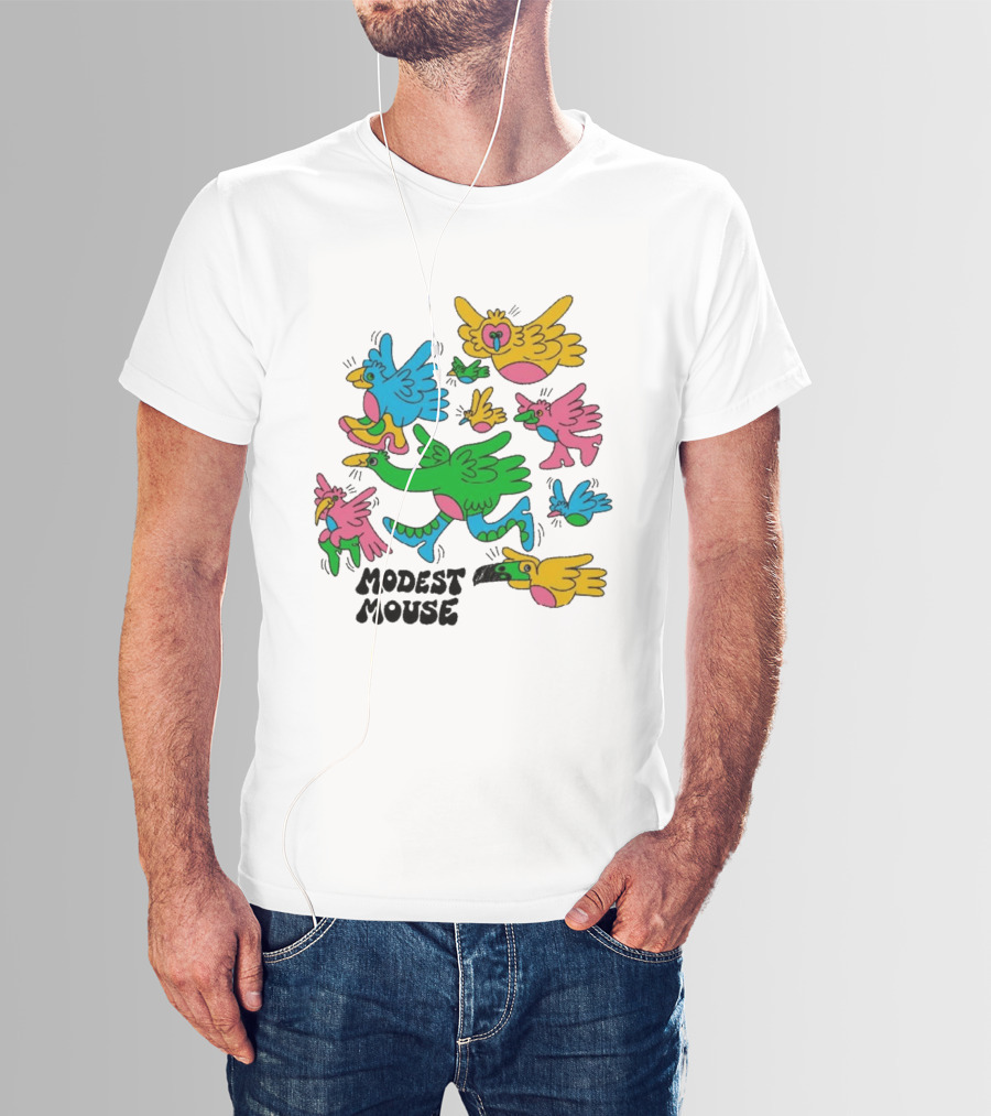Modest Mouse Colorful Birds Flock T-Shirt