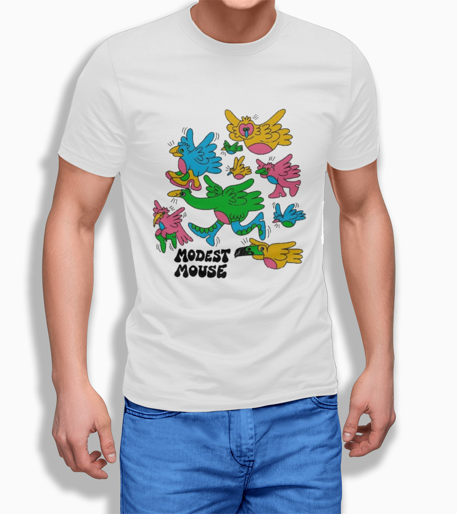 Modest Mouse Colorful Birds Flock T-Shirt
