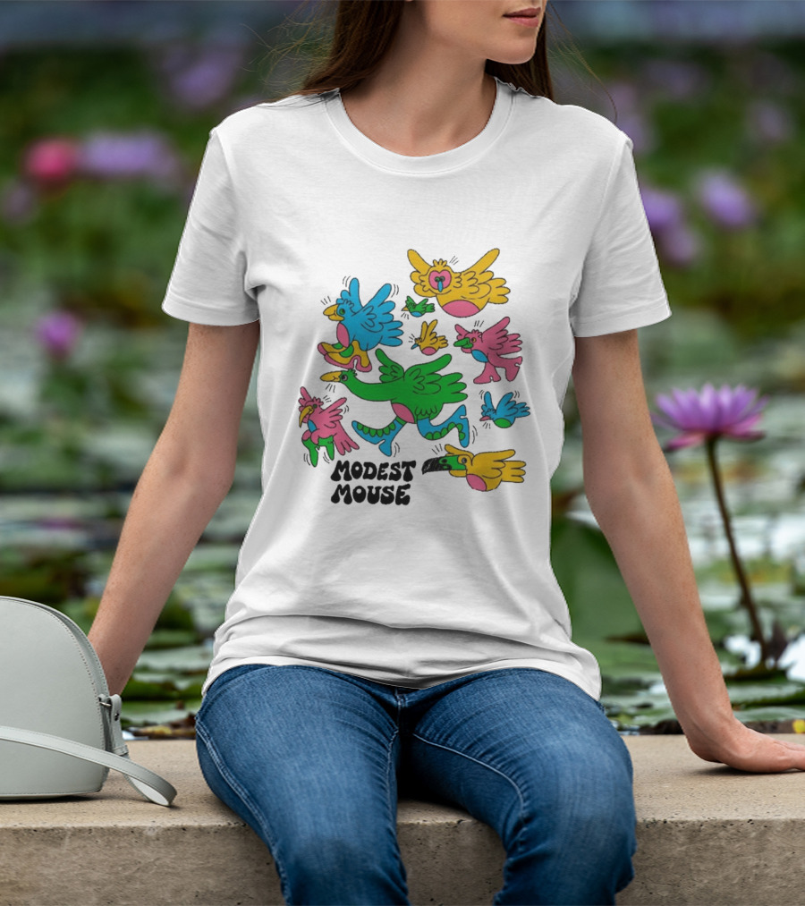 Modest Mouse Colorful Birds Flock T-Shirt
