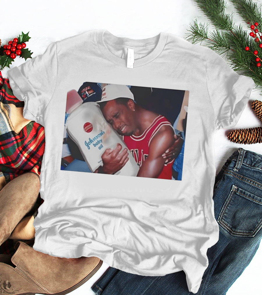 P.Diddy Crying Meme Johnson's Baby Oil Bulls Jersey T-Shirt