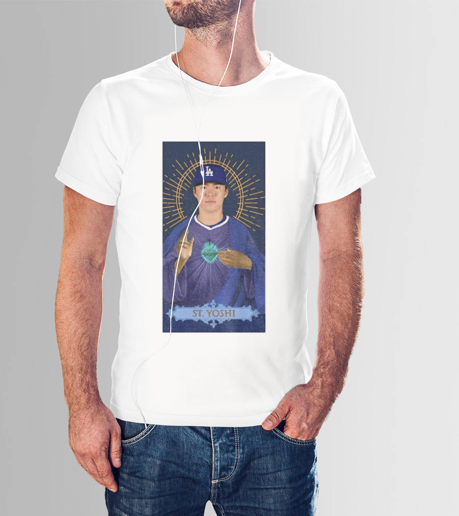 Yoshinobu Yamamoto Dodgers St. Yoshi Halo Icon MLB T-Shirt