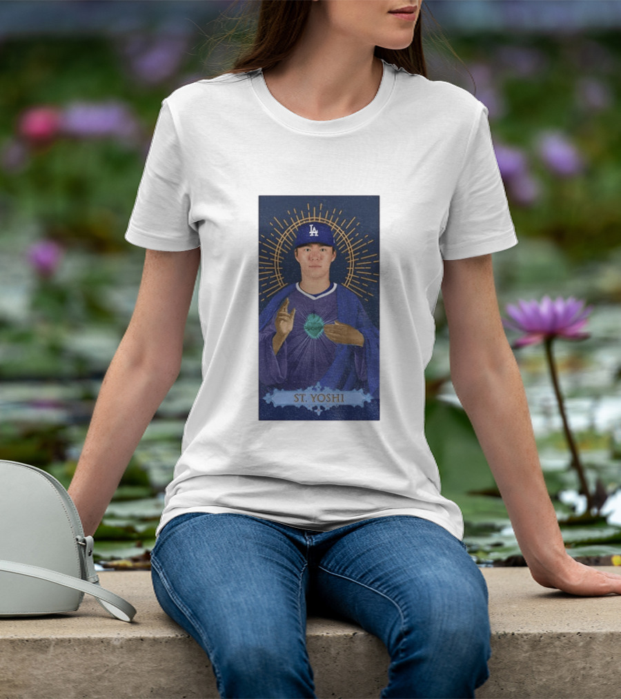 Yoshinobu Yamamoto Dodgers St. Yoshi Halo Icon MLB T-Shirt