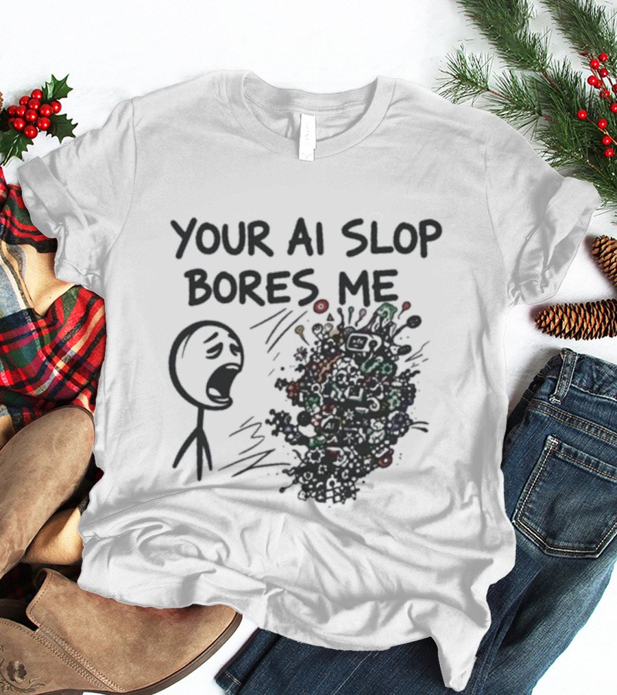 Your AI Slop Bores Me Stick Figure Expression With Colorful Scribbles T-Shirt