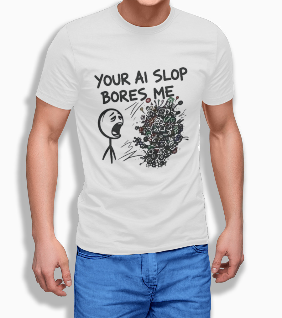 Your AI Slop Bores Me Stick Figure Expression With Colorful Scribbles T-Shirt