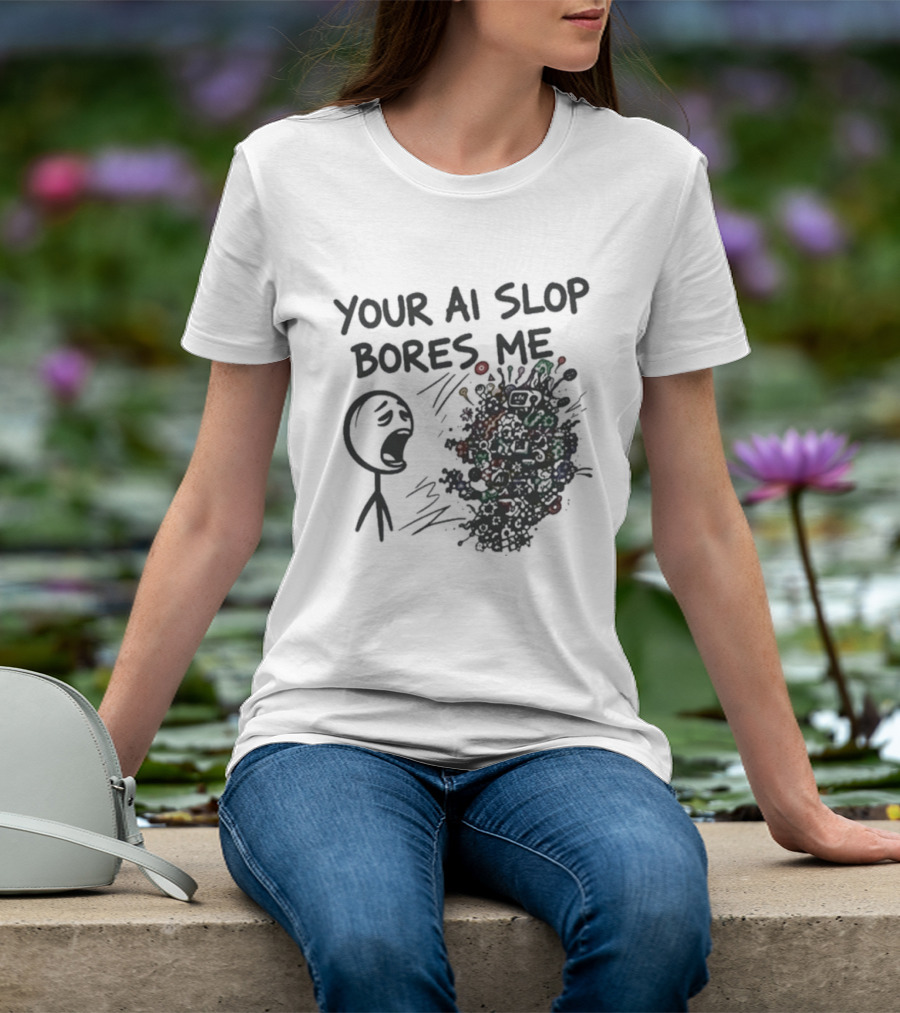 Your AI Slop Bores Me Stick Figure Expression With Colorful Scribbles T-Shirt