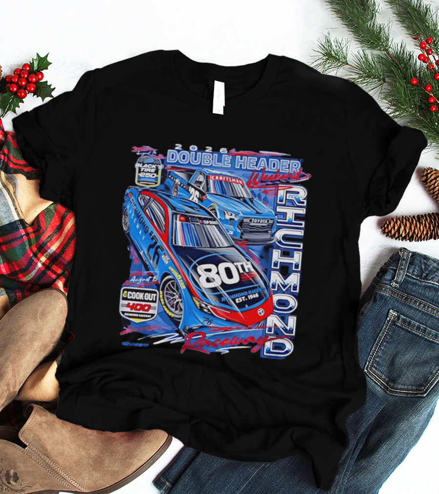 2026 Richmond Raceway Double Header Weekend 80th Anniversary Black Tire 250 Cook Out 400 T-Shirt