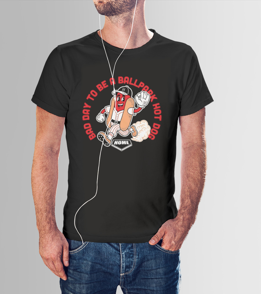 Bad Day To Be A Ballpark Hot Dog Cleveland Baseball Cartoon T-Shirt