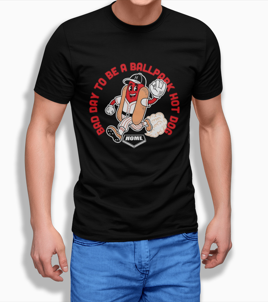 Bad Day To Be A Ballpark Hot Dog Cleveland Baseball Cartoon T-Shirt