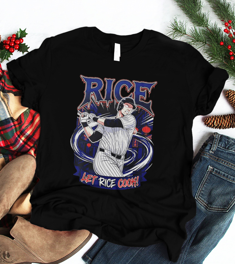 Rice Let Rice Cook New York Yankees Baseball Cartoon T-Shirt