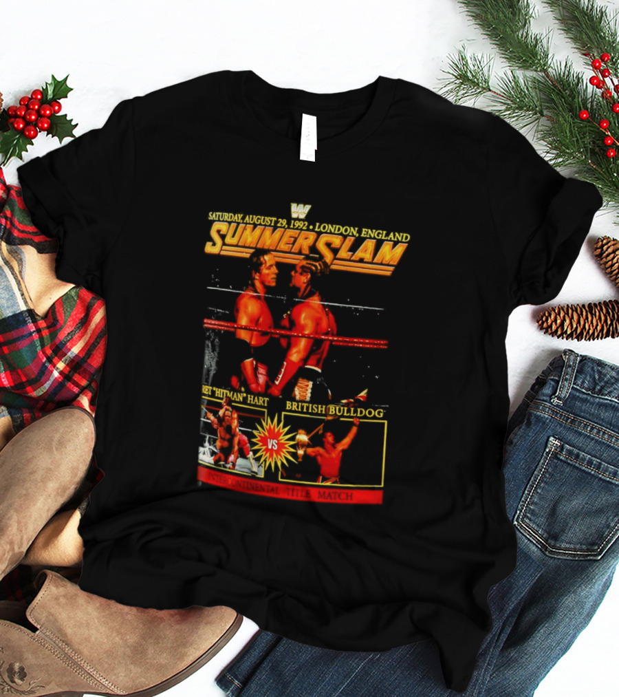 WWF SummerSlam 1992 Bret Hart Vs British Bulldog London England T-Shirt