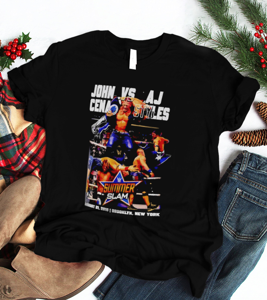 John Cena Vs AJ Styles WWE SummerSlam 2016 Barclays Center August 21 Brooklyn New York T-Shirt