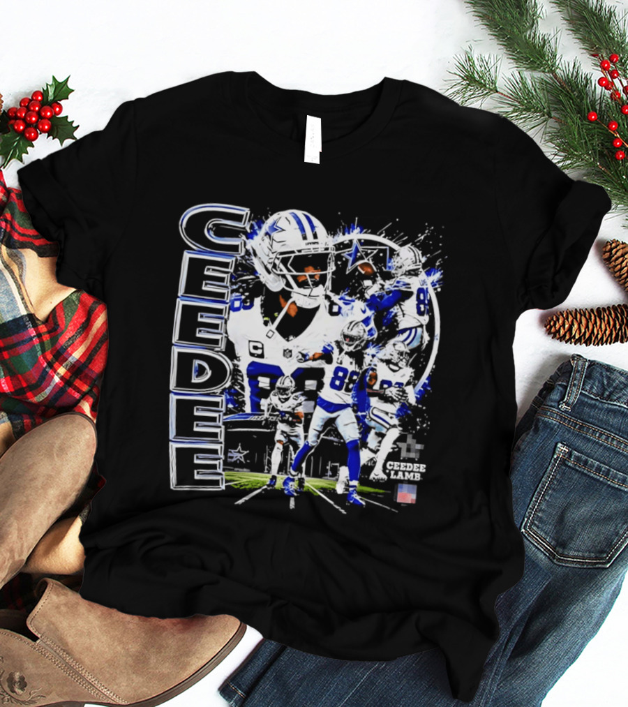 CeeDee Lamb No 88 Dallas Cowboys Collage Player Action T-Shirt
