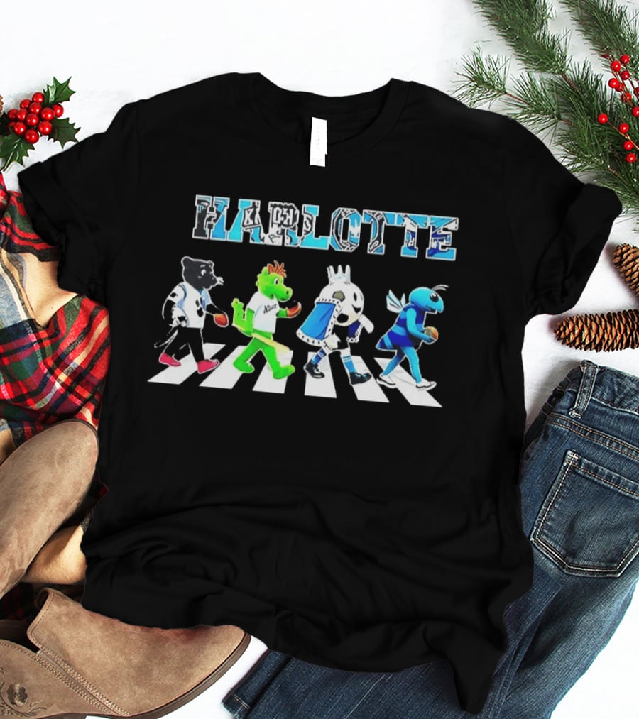 Charlotte Sports Teams Mascots Crossing Abbey Road T-Shirt