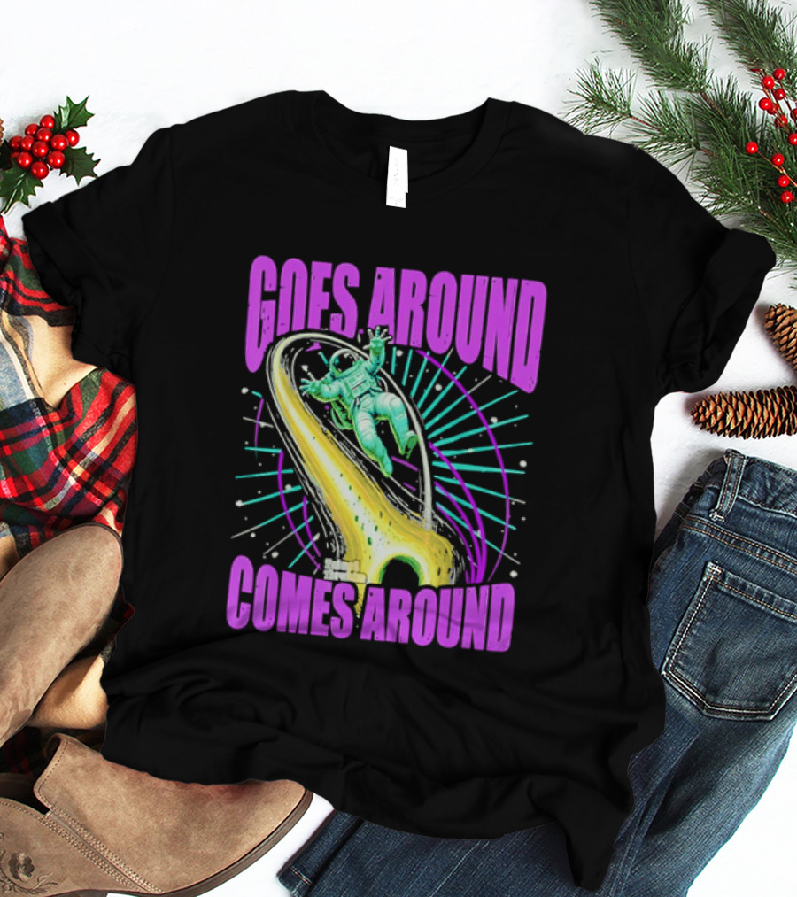 Goes Around Comes Around Astronaut Floating Space Retro Aesthetic T-Shirt