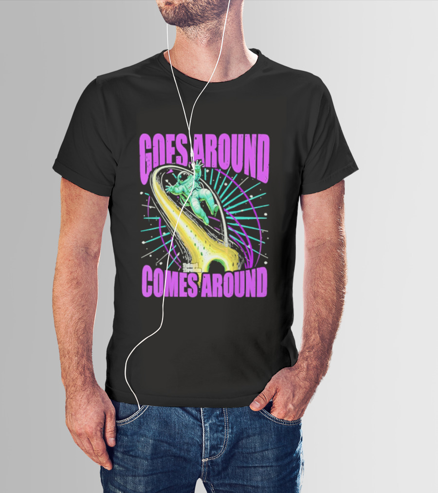 Goes Around Comes Around Astronaut Floating Space Retro Aesthetic T-Shirt