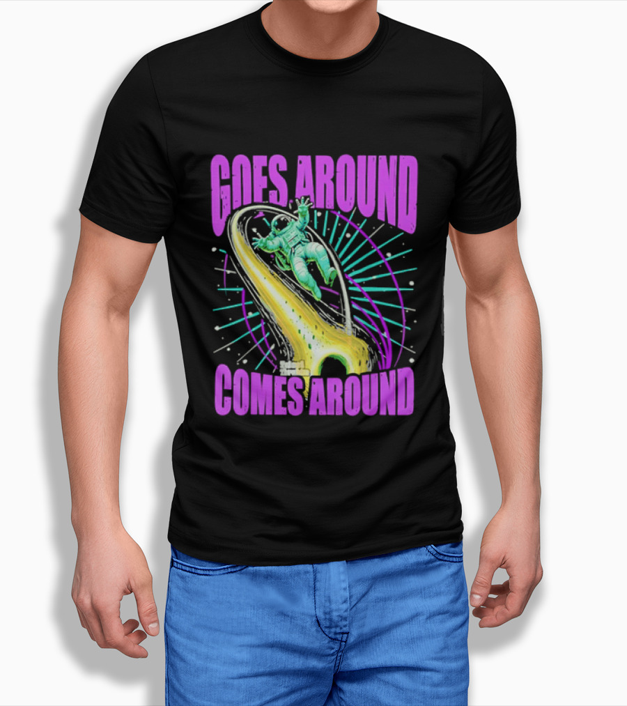 Goes Around Comes Around Astronaut Floating Space Retro Aesthetic T-Shirt