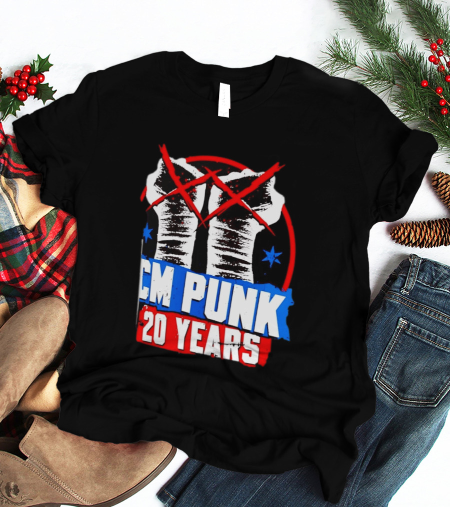 CM Punk 20 Years WWE Fists T-Shirt