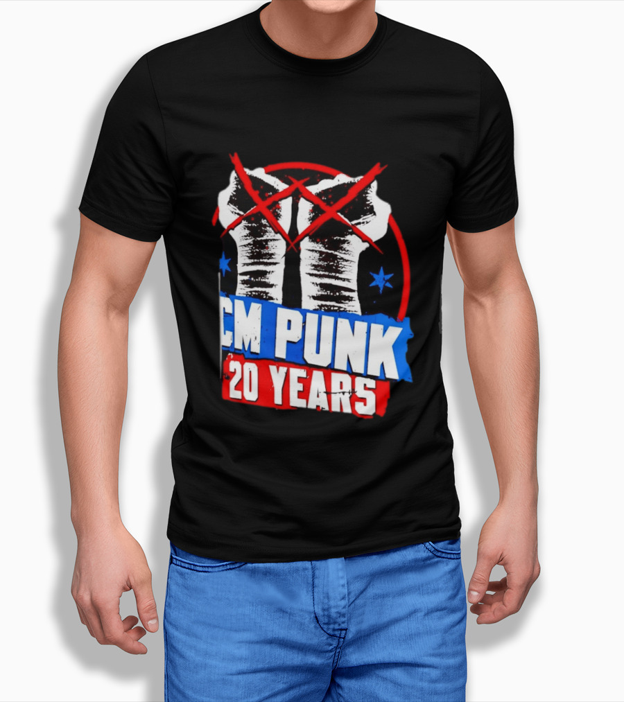 CM Punk 20 Years WWE Fists T-Shirt