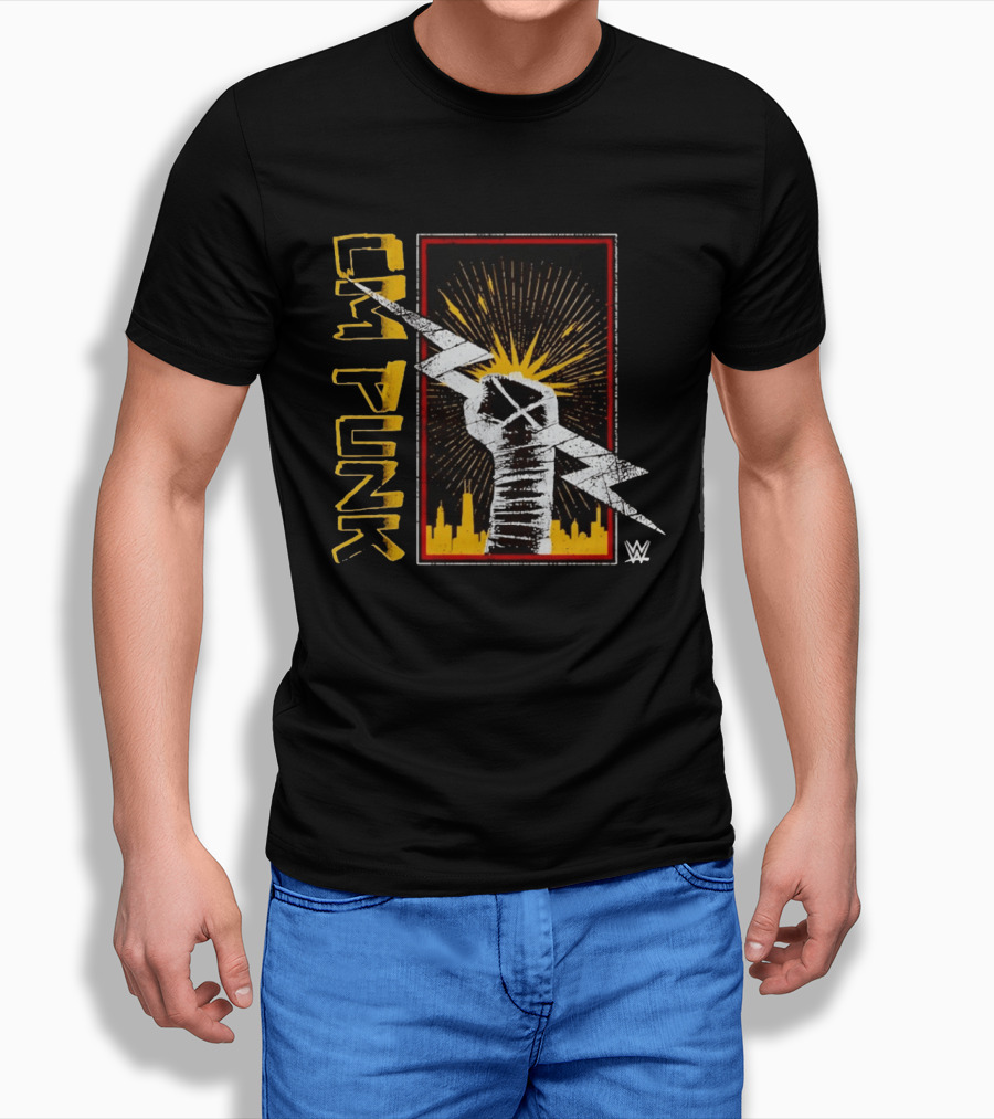 CM Punk WWE Best In The World Lightning Bolt Chicago Skyline Fist T-Shirt