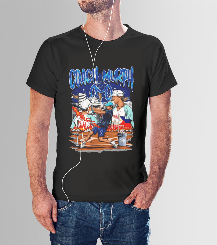 Coach Murph Baseball Training Batting Practice Urban City Flames Philippine Flag T-Shirt