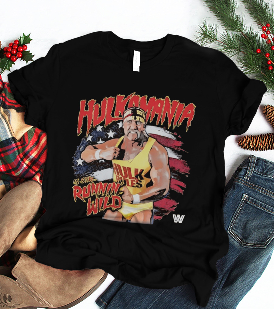 Hulk Hogan Hulkamania Runnin Wild American Flag WWE T-Shirt