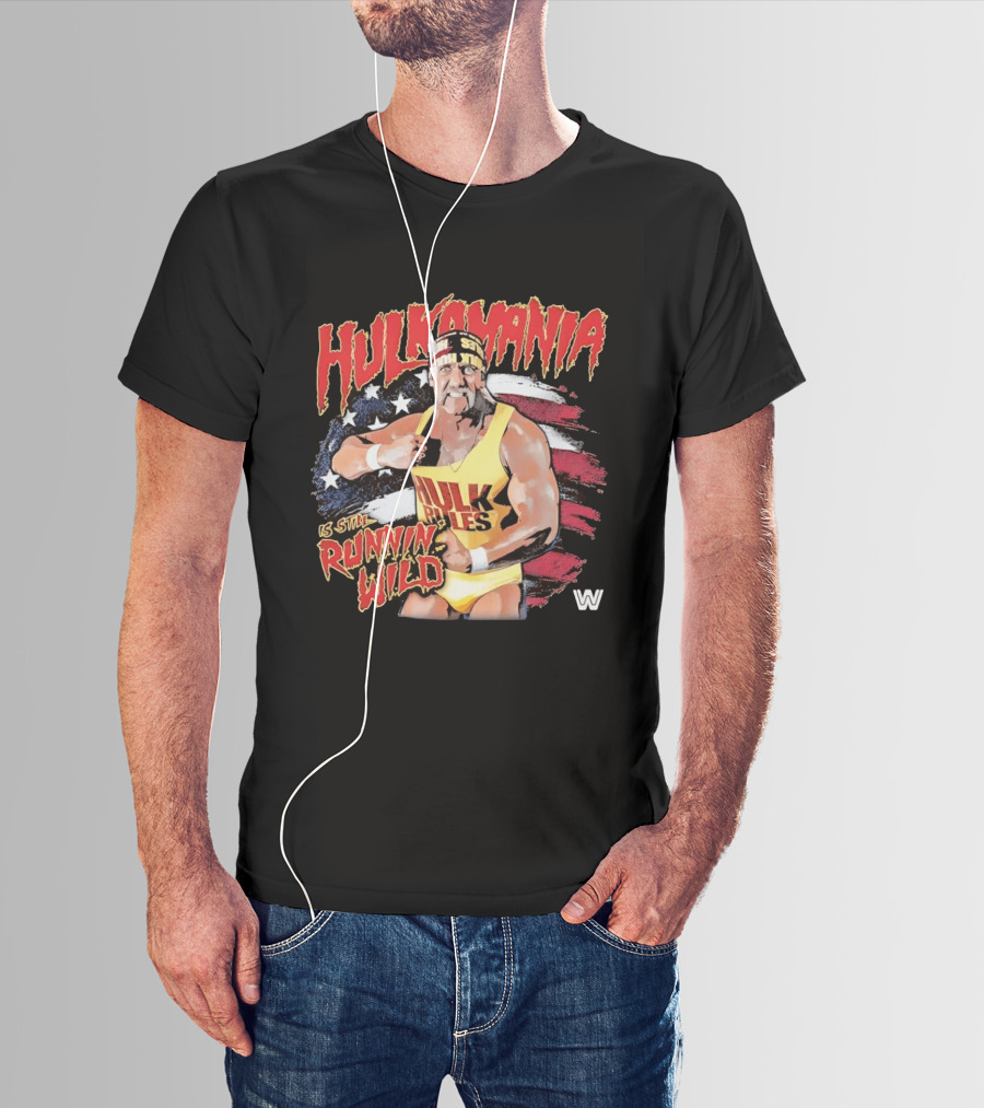 Hulk Hogan Hulkamania Runnin Wild American Flag WWE T-Shirt