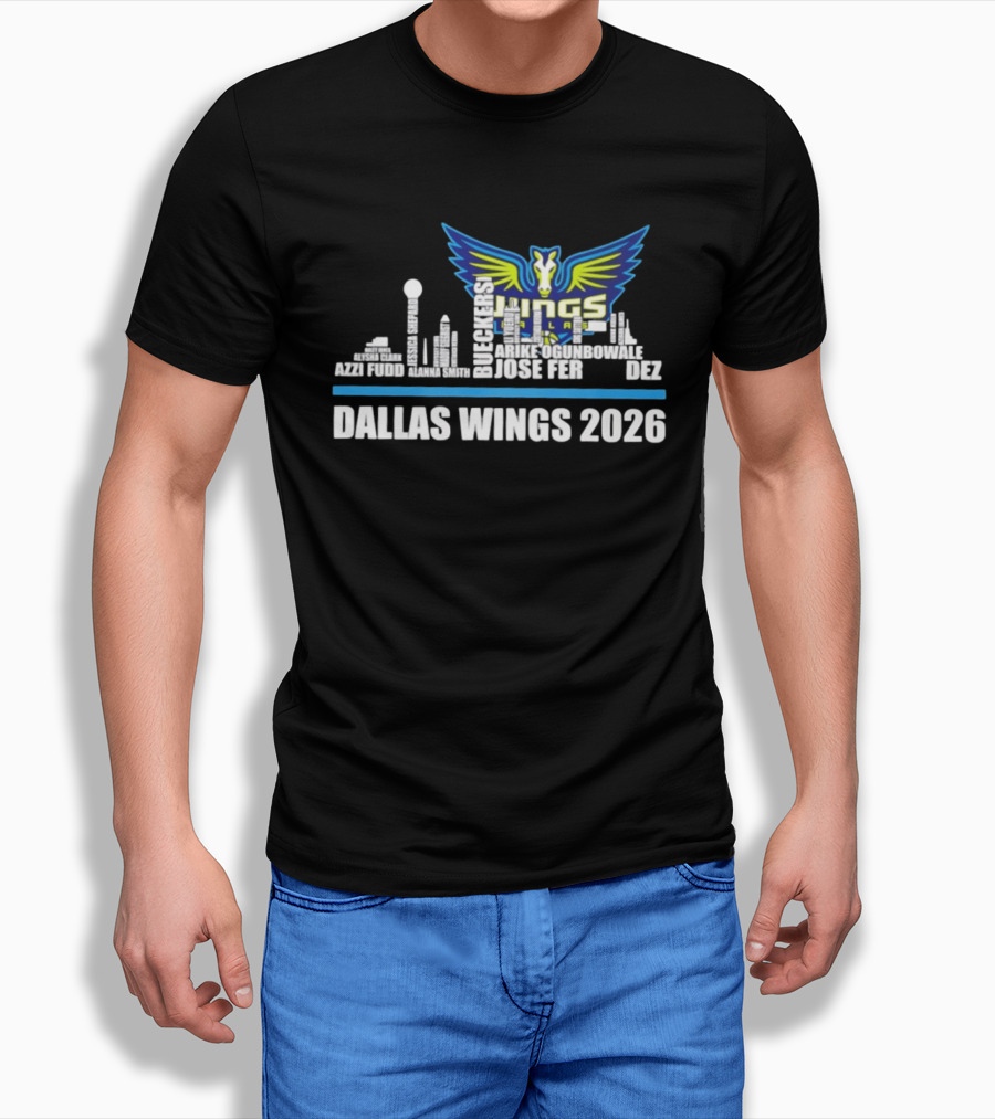 Dallas Wings 2026 Arike Ogunbowale Skyline Azzi Fudd Aerial Powers Jessica Shepard Ileana Rupert T-Shirt