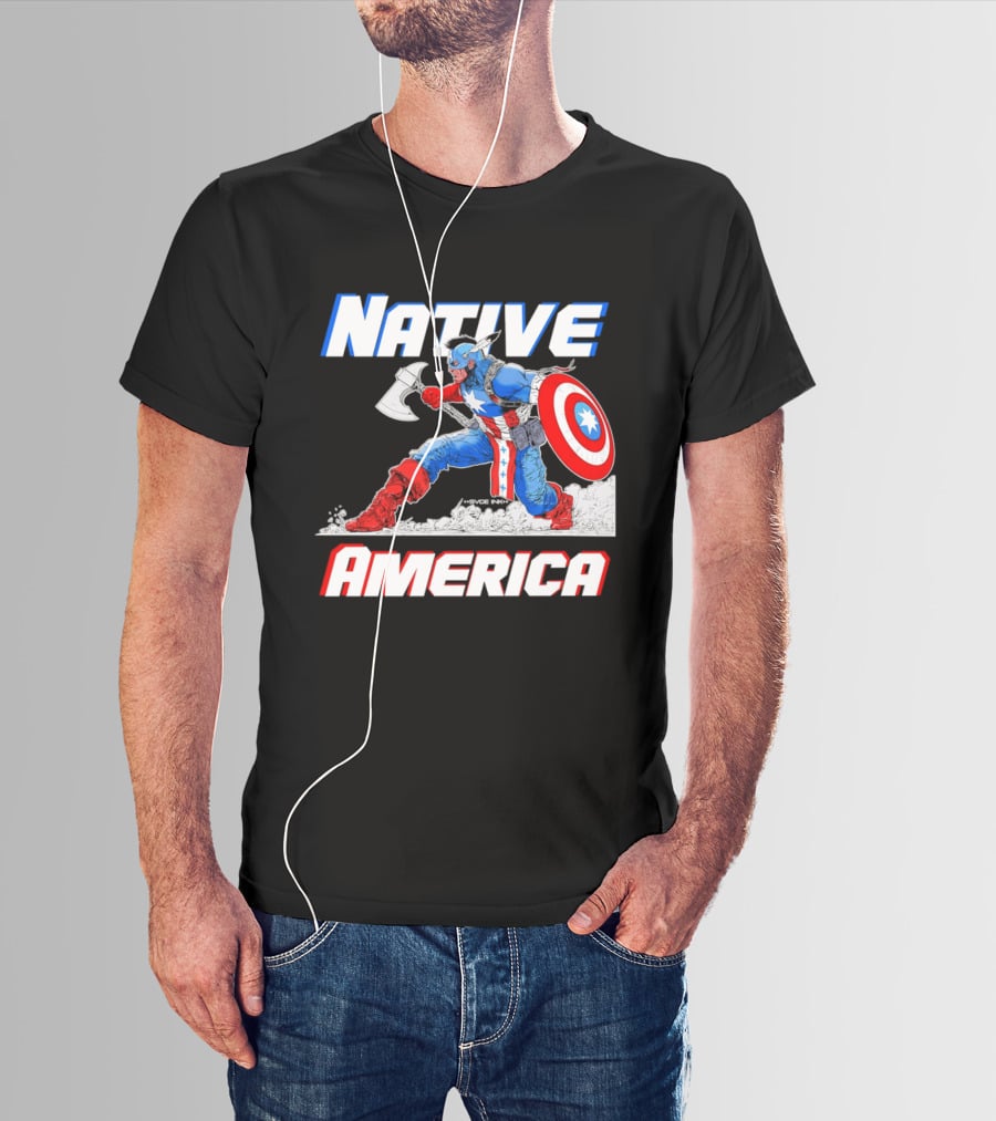 Native America Captain America Axe And Shield Hero T-Shirt