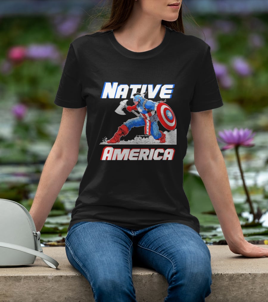 Native America Captain America Axe And Shield Hero T-Shirt