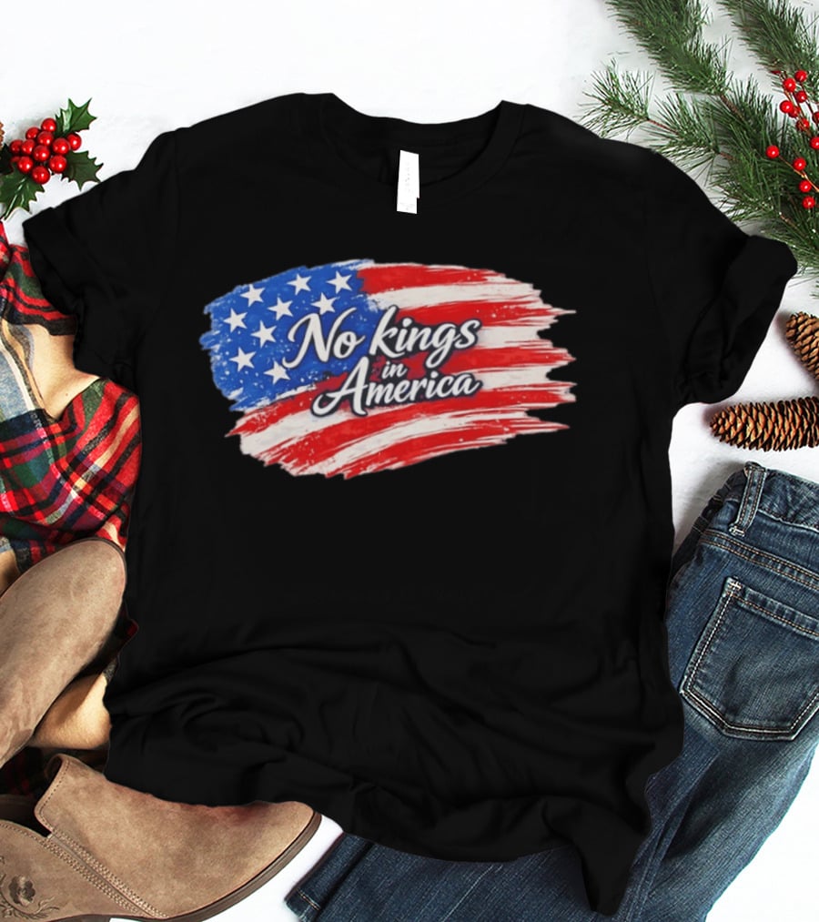 No Kings In America Patriotic Stars And Stripes T-Shirt