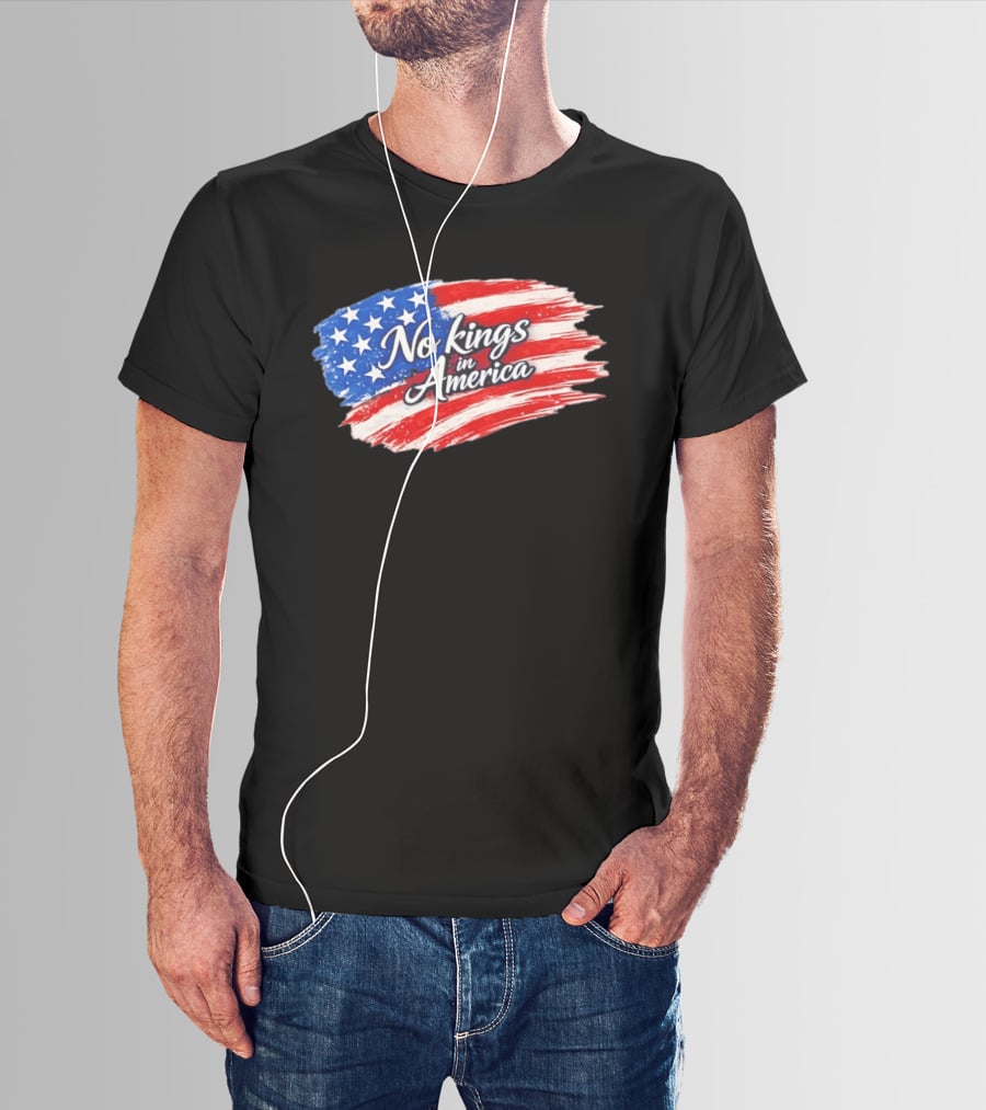 No Kings In America Patriotic Stars And Stripes T-Shirt