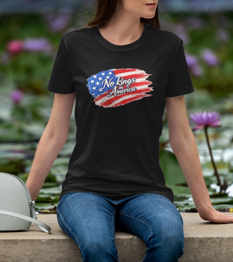 No Kings In America Patriotic Stars And Stripes T-Shirt