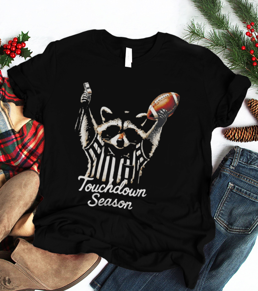 Raccoon Referee Touchdown Season Football Humor T-Shirt