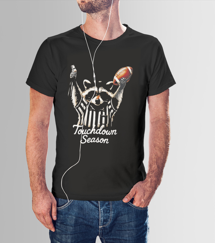 Raccoon Referee Touchdown Season Football Humor T-Shirt