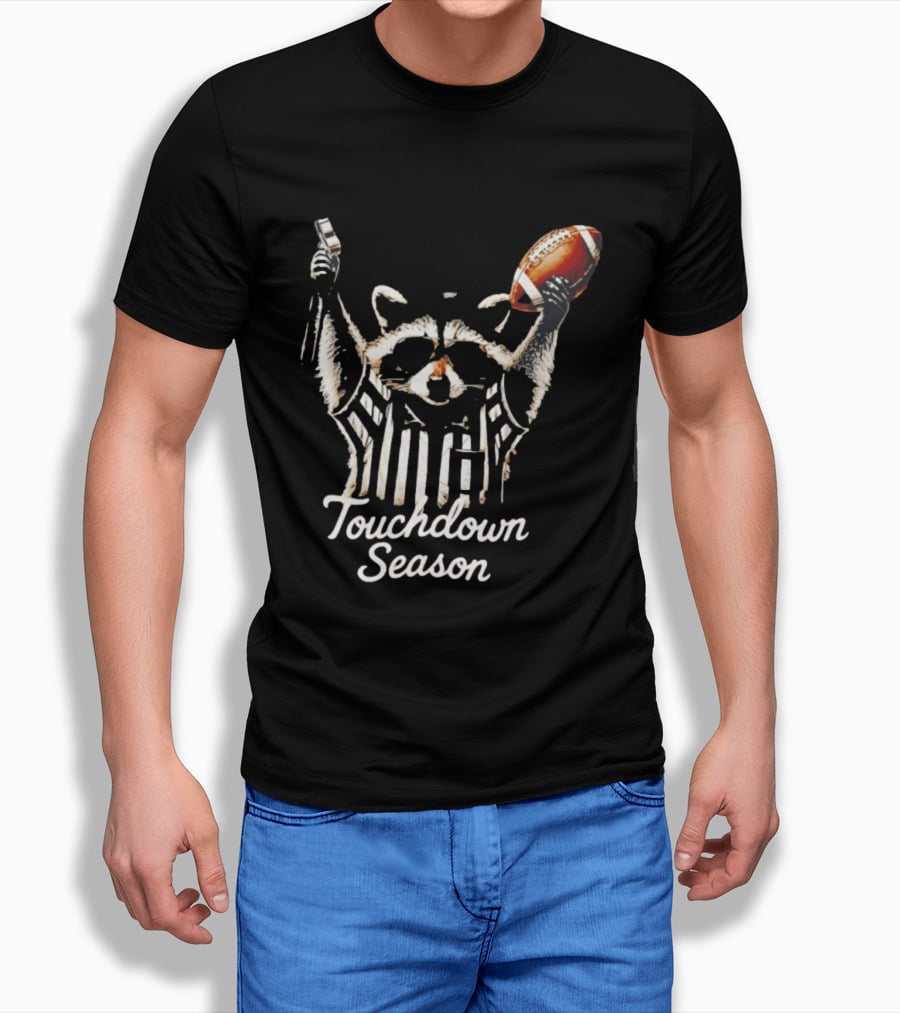Raccoon Referee Touchdown Season Football Humor T-Shirt